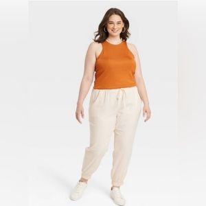Women's High-Rise Regular Fit Ankle Linen Jogger Pants - A New Day Sz 1X